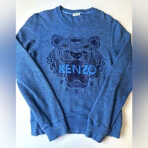 Kenzo Blue Crewneck Sweater with Tiger Design